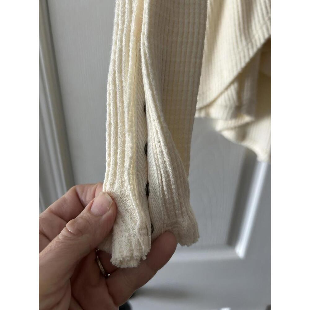 Free People S Oh My Cream thermal babydoll long sleeve top New without tags - Picture 2 of 7